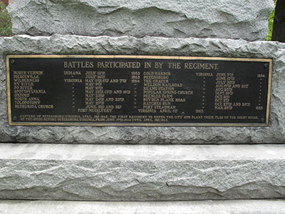 Tablet recognizing the battles participted in by the regiment. Photo ©2014 Look Around You Ventures, LLC.